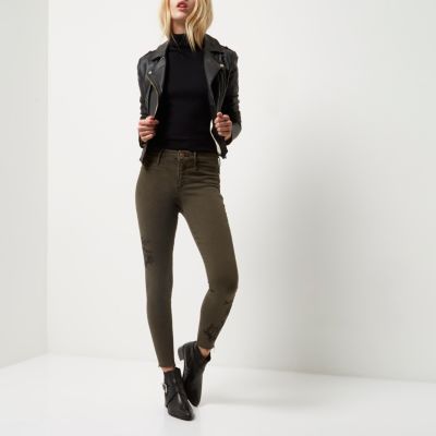 Khaki green embroidered Molly jeggings